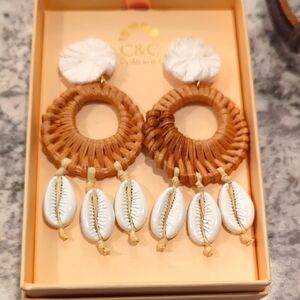 C&C Statement Earrings with Shell Accents
